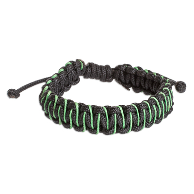 Handcrafted Braided Bracelet with Green Threads