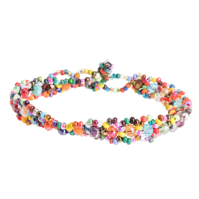 Handcrafted Colorful Glass and Crystal Beaded Bracelet