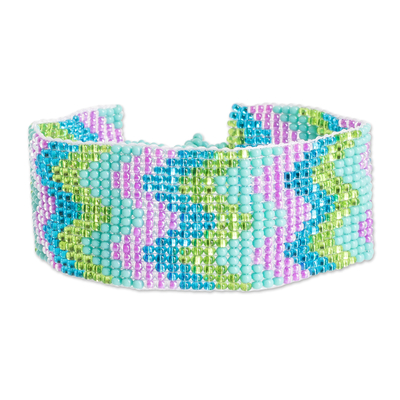 Handmade Geometric Colorful Glass Beaded Wristband Bracelet
