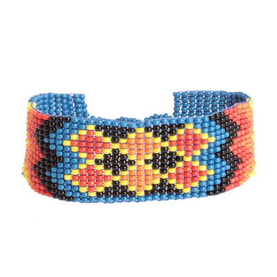 Handmade Geometric Vibrant Glass Beaded Wristband Bracelet
