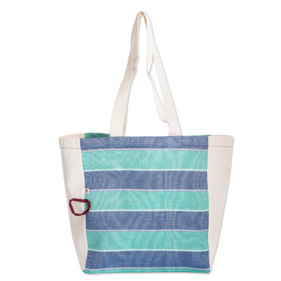 Striped Foldable Cotton Tote Bag Hand-Woven in Guatemala