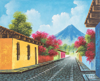 Oil on Canvas Impressionist Painting of Antigua Guatemala