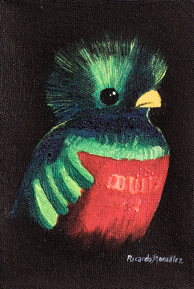 Impressionist Acrylic and Oil Painting of a Quetzal