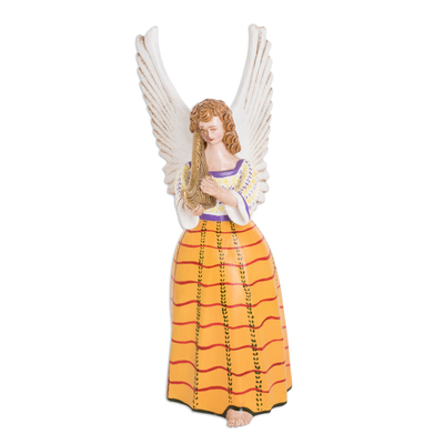 Colorful Hand-Painted Angel-Themed Ceramic Sculpture