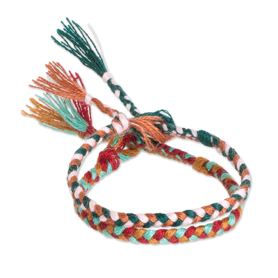 Colorful Pair of Braided Friendship Bracelets from Guatemala