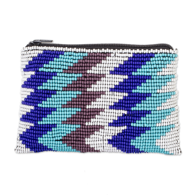Beaded Coin Purse with Zigzag Pattern Handmade in Guatemala