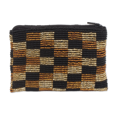 Beaded Checkered Coin Purse Handcrafted in Guatemala