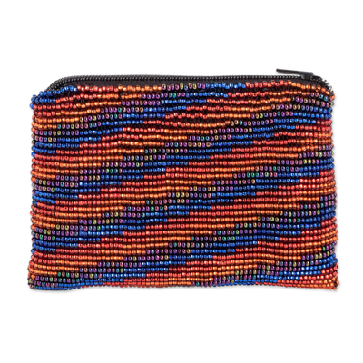 Striped Beaded Coin Purse Handcrafted in Guatemala