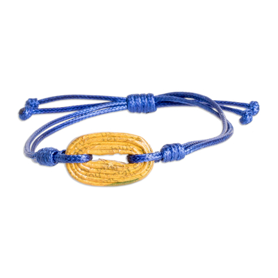 Handmade Cord Bracelet with Yellow Recycled Paper Pendant