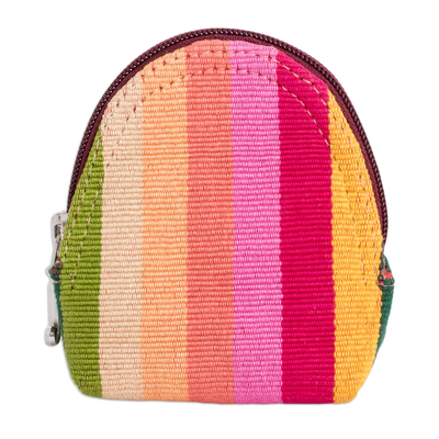 Hand-Woven Cotton Keychain Coin Purse with Colorful Stripes