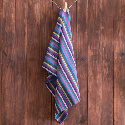 Handloomed Cotton Striped Napkin in Blue and Purple Hues