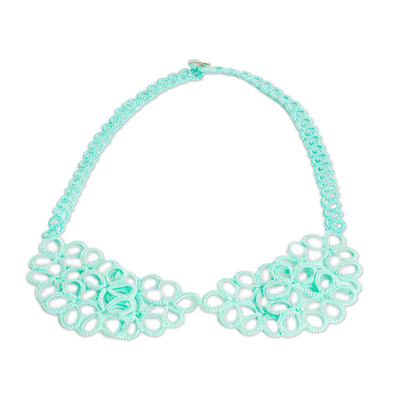 Hand-Tatted Mint Collar Necklace with Sterling Silver Clasp