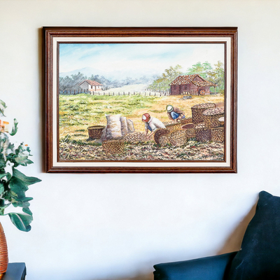 Framed Impressionist Landscape Oil Painting of Costa Rica