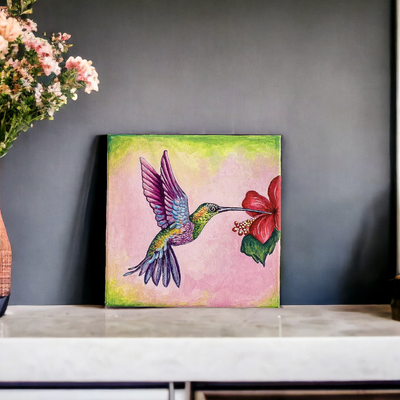 Eco-Friendly Colorful Acrylic Realistic Hummingbird Painting