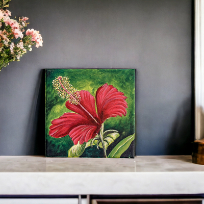 Eco-Friendly Acrylic Realistic Hibiscus Flower Painting