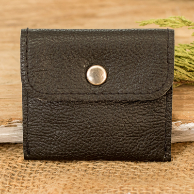 Handmade Eco-Friendly Black Recycled Leather Coin Purse