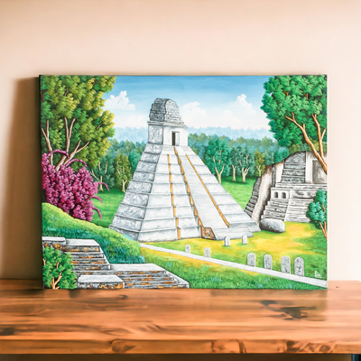 Signed Impressionist Oil on Canvas Tikal Painting