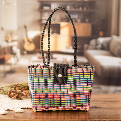 Eco-Friendly Hand-Woven Recycled Vinyl Cord Tote Bag