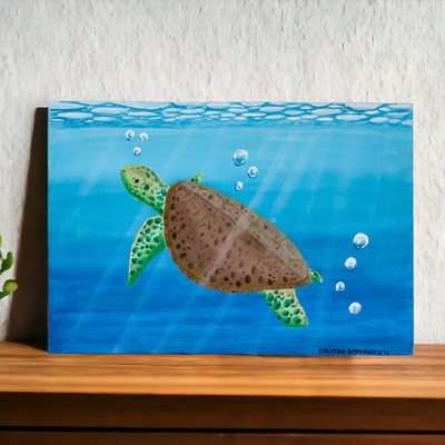 Acrylic on Canvas Painting of a Sea Turtle from El Salvador