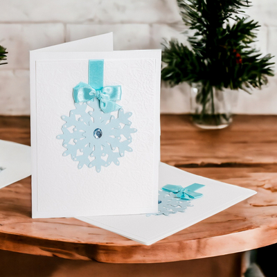 Handcrafted Pair of Snowflake Christmas Greeting Cards