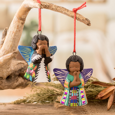 Angel Dressed in Traditional Guatemalan Attire Ornament Pair