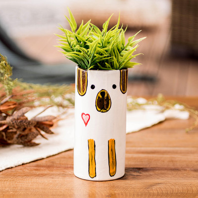 Dog-Shaped Ceramic Decorative Vase Utensil and Pen Holder