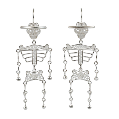 Day of the Dead Sterling Silver Filigree Earrings from Peru