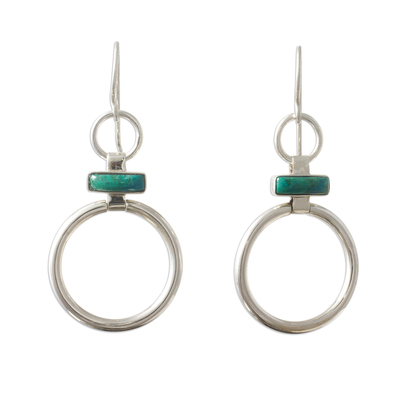 Handcrafted Modern Chrysocolla and Silver Earrings