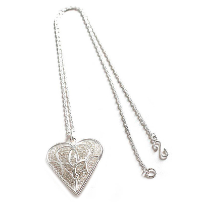 Handcrafted Heart Shaped Sterling Silver Pendant Necklace