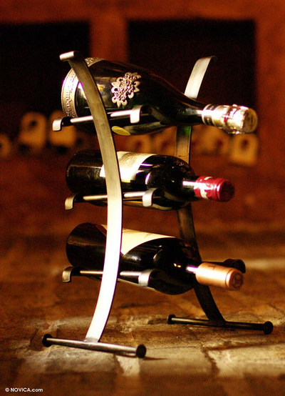 Steel Recycled Wine Rack and Holder