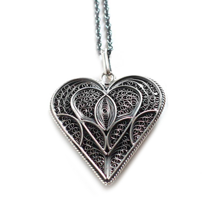 Fair Trade Heart Shaped Sterling Silver Pendant Necklace