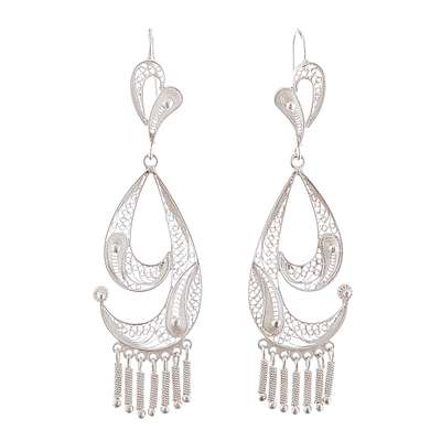Graceful Silver Filigree Earrings from Peru
