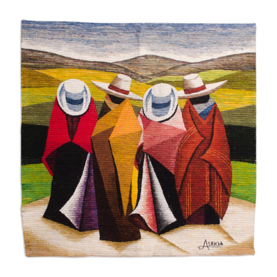 Andean Wool Tapestry 3 X 3 Ft Hand Loomed in Peru