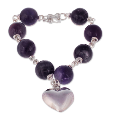 Amethyst and Silver Charm Bracelet