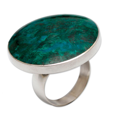 Chrysocolla and Sterling Silver Ring Peru