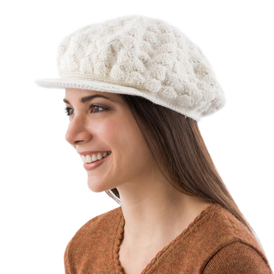 Fair Trade Alpaca Wool Solid White Hat