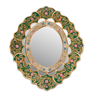 Hand Crafted Peruvian Floral Mirror