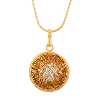 Handcrafted Filigree Gold Plated Pendant Necklace