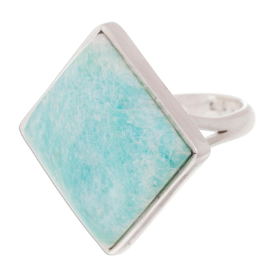 Modern Fine Silver Amazonite Cocktail Ring