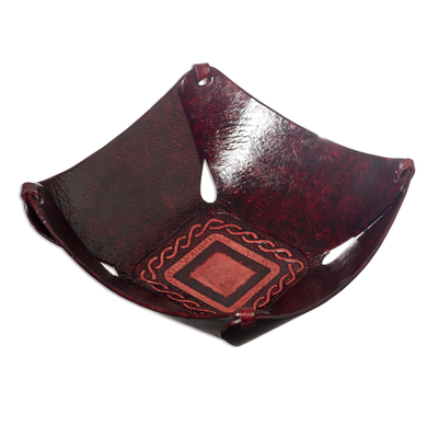 Peruvian Leather Catchall and Tray Centerpiece