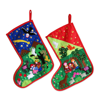 Applique Christmas stockings (Pair)
