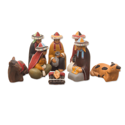 Artisan Crafted Peruvian Christmas Ceramic Nativity Scene