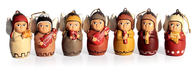 Christmas Holiday Ceramic Angel Ornaments (Set of 7)