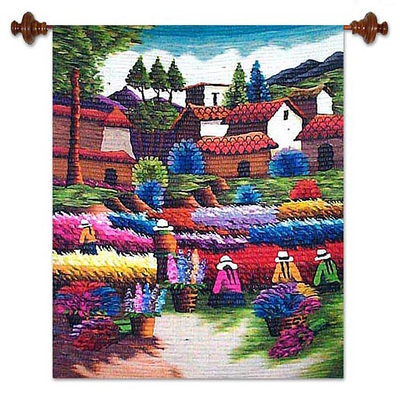 Unique Floral Wool Tapestry Wall Hanging