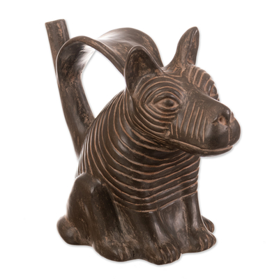 Hand Crafted Peruvian Archaeological Ceramic Dog Sculpture