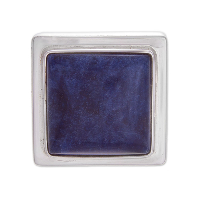 Artisan Crafted Fine Silver and Sodalite Cocktail Ring