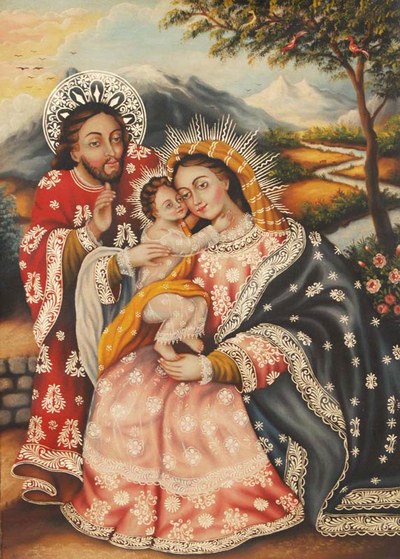 Cuzco Style Religious Painting by Andean Artist