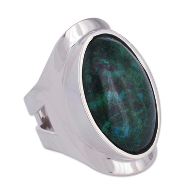 Sterling Silver Single Stone Chrysocolla Cocktail Ring
