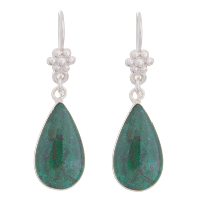 Hand Made Sterling Silver and Chrysocolla Dangle Earrings