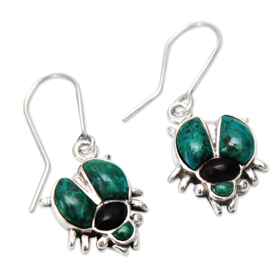 Artisan Crafted Fine Silver Dangle Chrysocolla Earrings